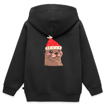 Ugly Christmas Otter Strick Xmas Christkind - Kinder Premium Organic Zip Hoodie - Schwarz - Hinten - AI Model Kid Male (0cm)