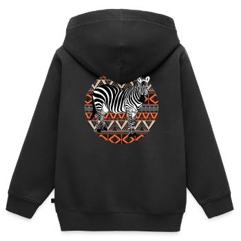 Zebra Tshirt in Afrika Pferd Safari - Kinder Premium Organic Zip Hoodie - Schwarz - Hinten - AI Model Kid Male (0cm)