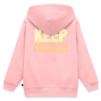 Keep Grinding Inspire Encouragement Motivationnel - Sweat Premium à capuche zippé enfant bio - rose - Dos - AI Model Kid Female (0cm)