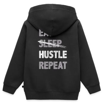 Eat Hustle Répéter l’inspiration de motivation - Sweat Premium à capuche zippé enfant bio - noir - Dos - AI Model Kid Male (0cm)