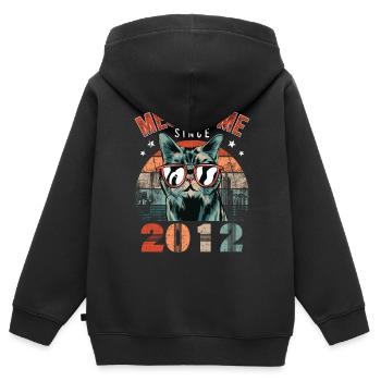 Meowsome 2012 Year of birth 2012 Cat Birthday - Kids Premium Organic Zip-up Hoodie - black - Back - AI Model Kid Male (0cm)