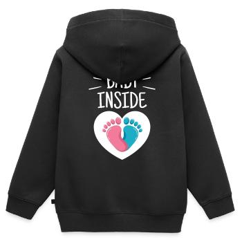 Baby Inside Pregnant Baby Inside Announcement - Kids Premium Organic Zip-up Hoodie - black - Back - AI Model Kid Male (0cm)
