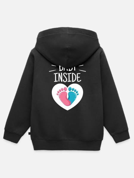 Baby Binnen Zwangere Baby Inside Aankondiging - Kinder Premium zip hoodie biologisch - zwart