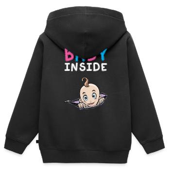 Baby Inside Pregnant Baby Inside Announcement - Kids Premium Organic Zip-up Hoodie - black - Back - AI Model Kid Male (0cm)