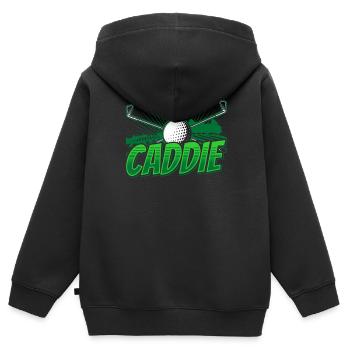 Caddie Profession Golfeur Golfeur Golf - Sweat Premium à capuche zippé enfant bio - noir - Dos - AI Model Kid Male (0cm)