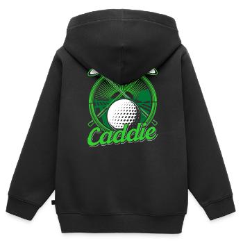 Caddie Golf Golf Golfeur Profession - Sweat Premium à capuche zippé enfant bio - noir - Dos - AI Model Kid Male (0cm)
