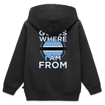 Botswana - Kinder Premium Organic Zip Hoodie - Schwarz - Hinten - AI Model Kid Male (0cm)