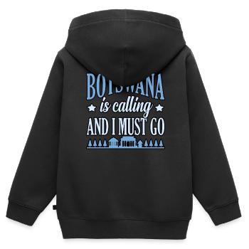 Botswana - Kinder Premium Organic Zip Hoodie - Schwarz - Hinten - AI Model Kid Male (0cm)