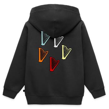 Harfe - Kinder Premium Organic Zip Hoodie - Schwarz - Hinten - AI Model Kid Male (0cm)