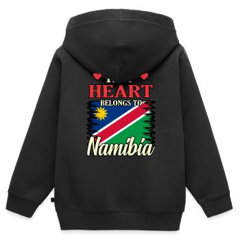 Namibia - Kinder Premium Organic Zip Hoodie - Schwarz - Hinten - AI Model Kid Male (0cm)