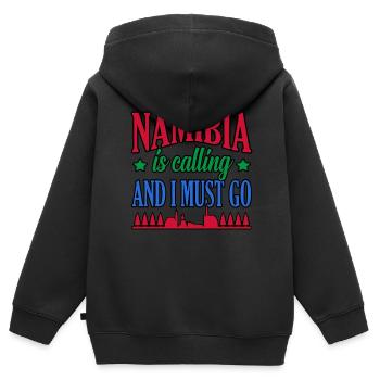 Namibia - Kinder Premium Organic Zip Hoodie - Schwarz - Hinten - AI Model Kid Male (0cm)