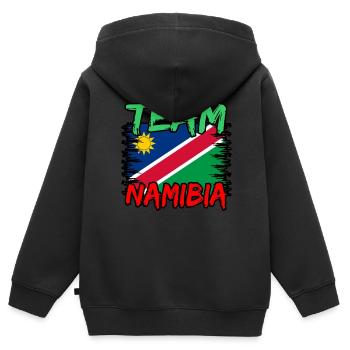 Namibia - Kinder Premium Organic Zip Hoodie - Schwarz - Hinten - AI Model Kid Male (0cm)