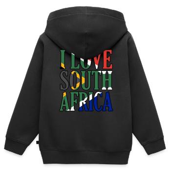 Südafrika - Kinder Premium Organic Zip Hoodie - Schwarz - Hinten - AI Model Kid Male (0cm)