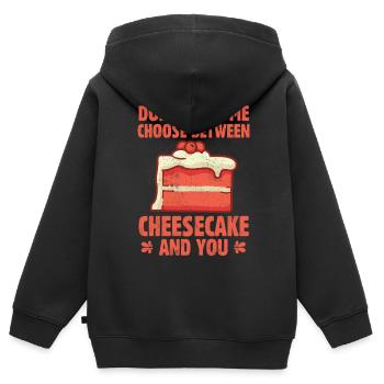 Ne me faites pas choisir entre un gâteau au fromage et vous - Sweat Premium à capuche zippé enfant bio - noir - Dos - AI Model Kid Male (0cm)