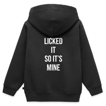 Je l’ai léché, donc il m’appartient pour un - Sweat Premium à capuche zippé enfant bio - noir - Dos - AI Model Kid Male (0cm)