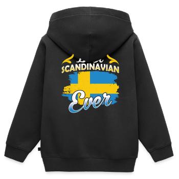 Der Beste Skandinavier Aller Zeiten Schweden - Kinder Premium Organic Zip Hoodie - Schwarz - Hinten - AI Model Kid Male (0cm)