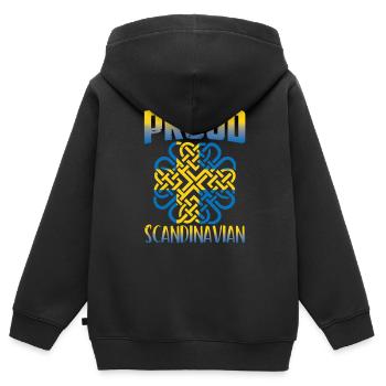Stolzer Skandinavier Schwede Skandinavien Nordisch - Kinder Premium Organic Zip Hoodie - Schwarz - Hinten - AI Model Kid Male (0cm)