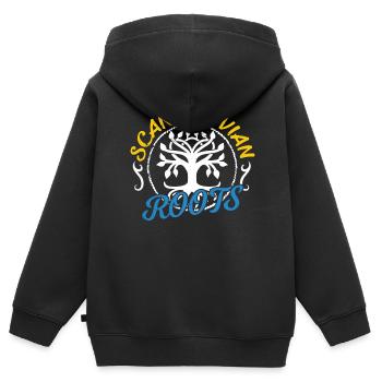 Skandinavische Wurzeln Schwedisch Skandinavien - Kinder Premium Organic Zip Hoodie - Schwarz - Hinten - AI Model Kid Male (0cm)