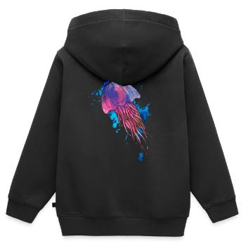 Méduse - Sweat Premium à capuche zippé enfant bio - noir - Dos - AI Model Kid Male (0cm)