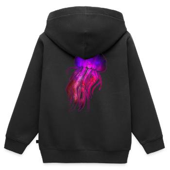 Qualle - Kinder Premium Organic Zip Hoodie - Schwarz - Hinten - AI Model Kid Male (0cm)