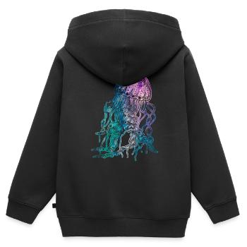 Qualle - Kinder Premium Organic Zip Hoodie - Schwarz - Hinten - AI Model Kid Male (0cm)