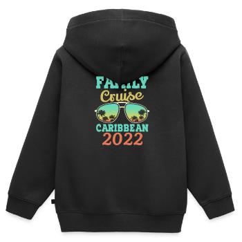 Croisière 2022 Caraïbes - Sweat Premium à capuche zippé enfant bio - noir - Dos - AI Model Kid Male (0cm)