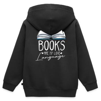 Lesen - Kinder Premium Organic Zip Hoodie - Schwarz - Hinten - AI Model Kid Male (0cm)