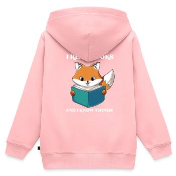 Lesen - Kinder Premium Organic Zip Hoodie - Rosa - Hinten - AI Model Kid Female (0cm)