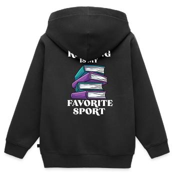 Lesen - Kinder Premium Organic Zip Hoodie - Schwarz - Hinten - AI Model Kid Male (0cm)