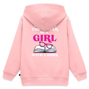 Lesen - Kinder Premium Organic Zip Hoodie - Rosa - Hinten - AI Model Kid Female (0cm)