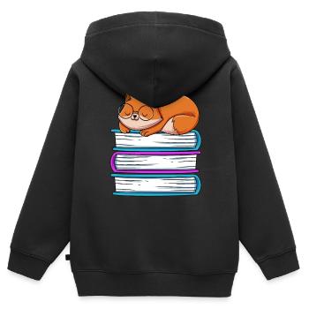 Lesen - Kinder Premium Organic Zip Hoodie - Schwarz - Hinten - AI Model Kid Male (0cm)