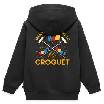 Seriously Addicted to Croquet - Kinder Premium Organic Zip Hoodie - Schwarz - Hinten - AI Model Kid Male (0cm)