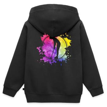 Krocket Retro - Kinder Premium Organic Zip Hoodie - Schwarz - Hinten - AI Model Kid Male (0cm)