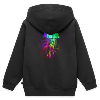 Bunte Qualle - Kinder Premium Organic Zip Hoodie - Schwarz - Hinten - AI Model Kid Male (0cm)