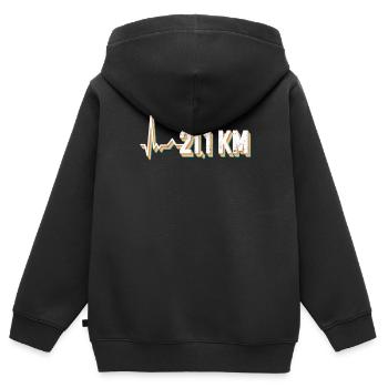 21,1 km - Semi-marathon Runner Semi-marathon Jogging - Sweat Premium à capuche zippé enfant bio - noir - Dos - AI Model Kid Male (0cm)