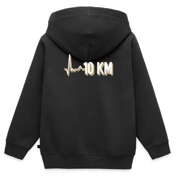 10 Km - 10k Running Entraînement Jogging Runners - Sweat Premium à capuche zippé enfant bio - noir - Dos - AI Model Kid Male (0cm)