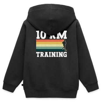 10 Km d’entraînement - 10k Running Training Runner Jogging - Sweat Premium à capuche zippé enfant bio - noir - Dos - AI Model Kid Male (0cm)