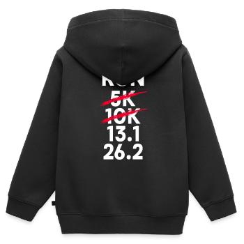 10 km de course à pied - 10 km d’entraînement de course à pied - Sweat Premium à capuche zippé enfant bio - noir - Dos - AI Model Kid Male (0cm)