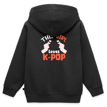 K-Pop - Sweat Premium à capuche zippé enfant bio - noir - Dos - AI Model Kid Male (0cm)