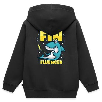Influenceur Hai Finfluencer - Sweat Premium à capuche zippé enfant bio - noir - Dos - AI Model Kid Male (0cm)