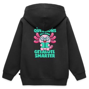 Kluger Axolotl - Kinder Premium Organic Zip Hoodie - Schwarz - Hinten - AI Model Kid Male (0cm)
