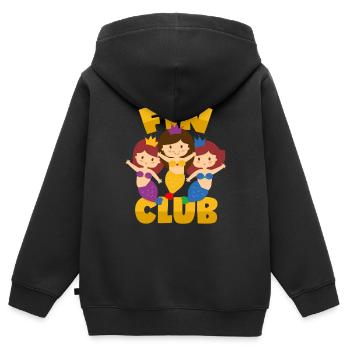 Sirènes Fin Club Pun Sirène sirène sirène - Sweat Premium à capuche zippé enfant bio - noir - Dos - AI Model Kid Male (0cm)