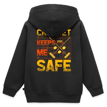 Le croquet me protège - Sweat Premium à capuche zippé enfant bio - noir - Dos - AI Model Kid Male (0cm)