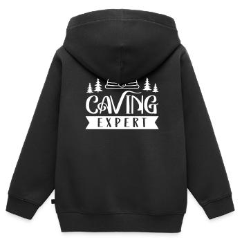 Spéléologue Grotte Grotte Grotte Cave - Sweat Premium à capuche zippé enfant bio - noir - Dos - AI Model Kid Male (0cm)
