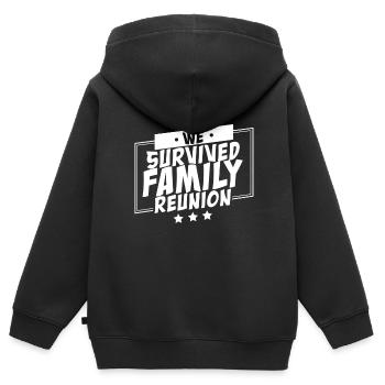 Nous avons survécu au regroupement familial - Sweat Premium à capuche zippé enfant bio - noir - Dos - AI Model Kid Male (0cm)