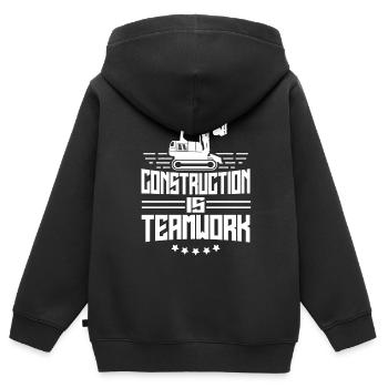 Construction work is teamwork Teamwork Construction Construction site - Kids Premium Organic Zip-up Hoodie - black - Back - AI Model Kid Male (0cm)