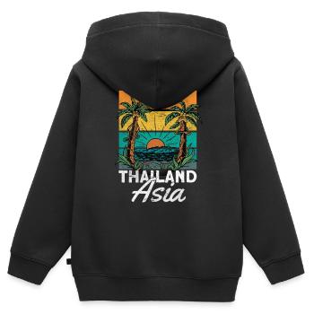 Thailand - Kinder Premium Organic Zip Hoodie - Schwarz - Hinten - AI Model Kid Male (0cm)