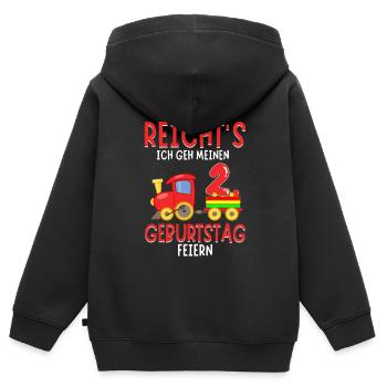 2. Geburtstag Geburtstagsgeschenk mit Eisenbahn - Kinder Premium Organic Zip Hoodie - Schwarz - Hinten - AI Model Kid Male (0cm)