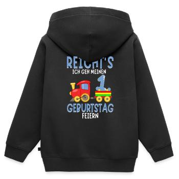 1. Geburtstag Geburtstagsgeschenk mit Eisenbahn - Kinder Premium Organic Zip Hoodie - Schwarz - Hinten - AI Model Kid Male (0cm)
