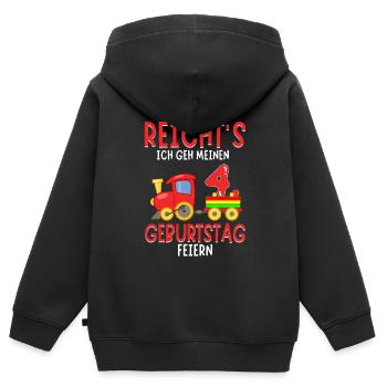 4. Geburtstag Geburtstagsgeschenk mit Eisenbahn - Kinder Premium Organic Zip Hoodie - Schwarz - Hinten - AI Model Kid Male (0cm)